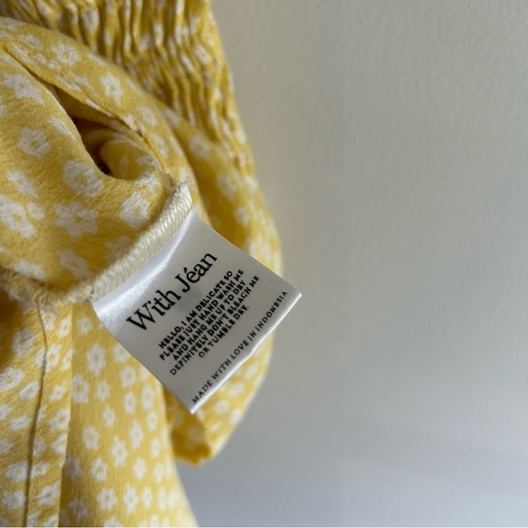 With Jean Marseille Yellow Floral Mini Rushed Dress - Picture 2 of 10